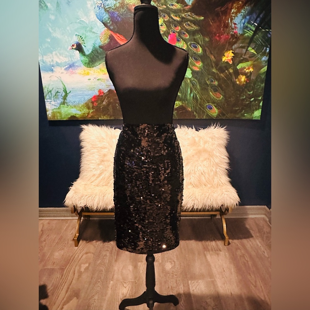 Express Black Sequin Skirt